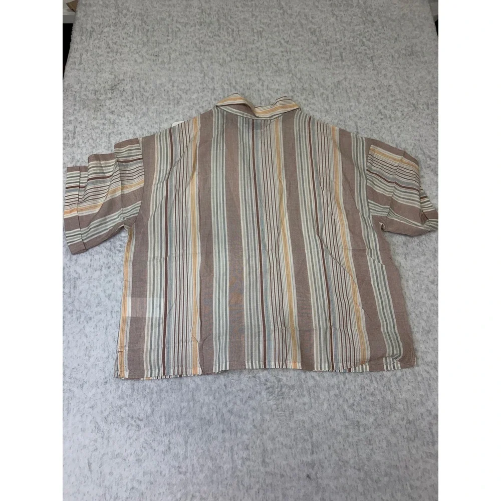 Prana Iguala Top‎ Clay Stripe Tencel Modal Button Down Shirt Womens Medium NEW